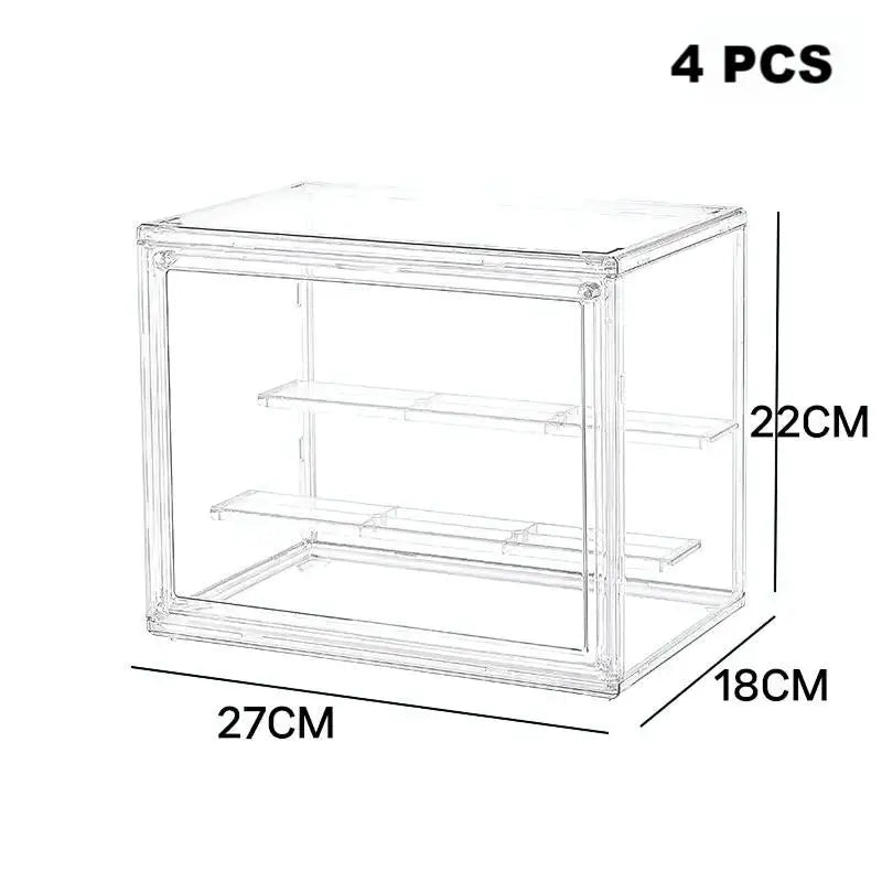 boîte rangement transparente pliable acrylique moderne figurines pièces organisateur jouets display storage box