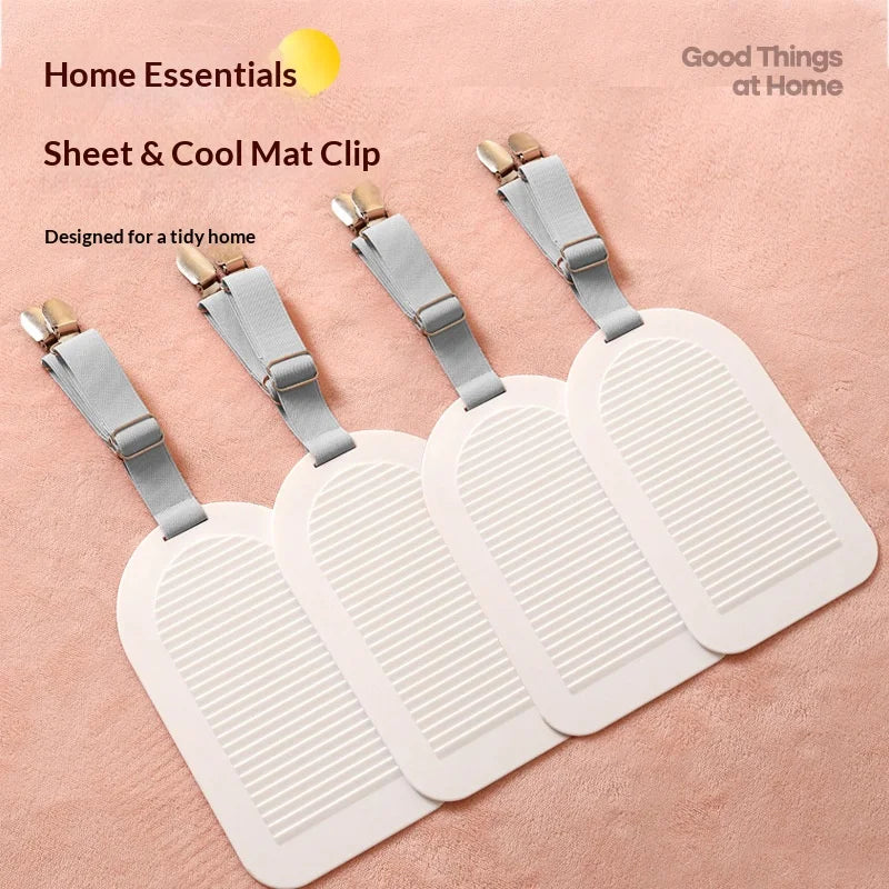 Support matelas blanc rayures clips métalliques moderne literie fixateur antidérapant abs