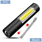 lampe torche rechargeable usb portable étanche modes commutation noir argenté moderne compact