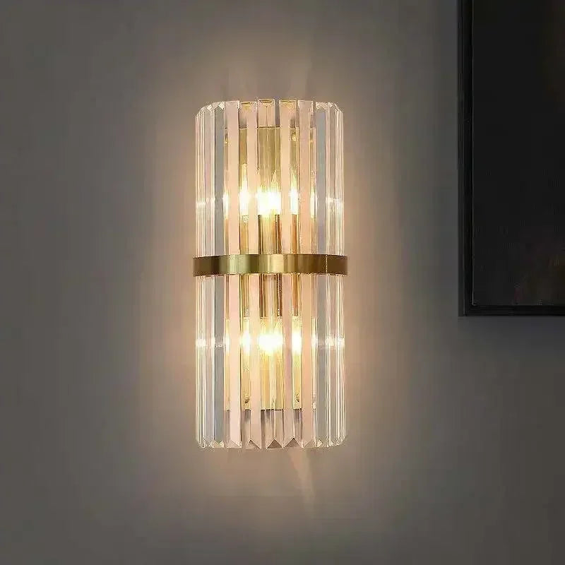 applique murale moderne cristal transparent doré rayures horizontales salon chambre