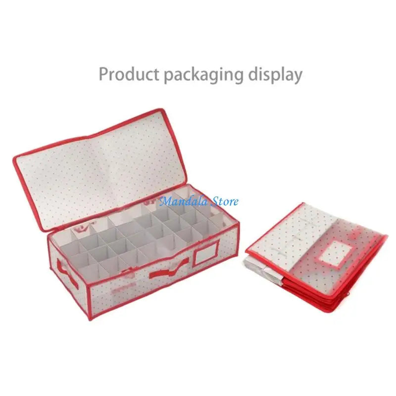 boîte rangement pliable compartiments blanc rouge motif pois moderne poignées élégante organisation décoration festive