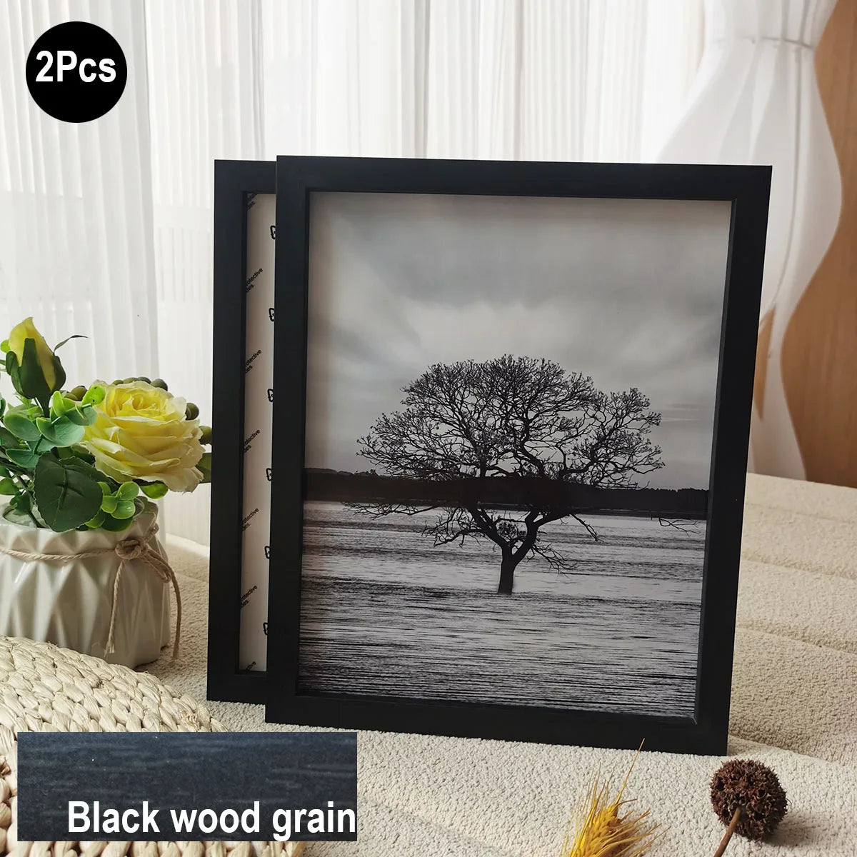 cadre photo bois naturel classique 10x15cm 15x20cm 20x59cm pièces texture arbre noir blanc