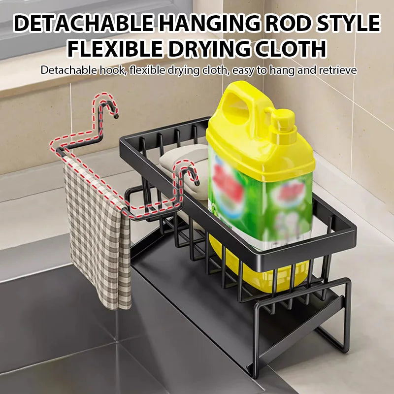 rangement vaisselle moderne noir sans motif opacité porte éponge serviettes filtre évier