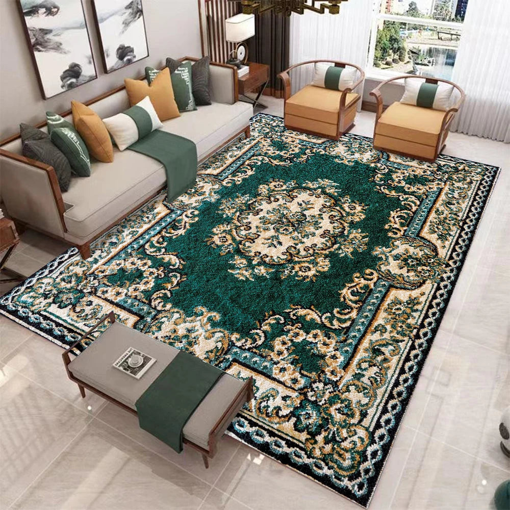 tapis salon chambre rouge vert motif floral géométrique classique moderne doux antidérapant grande taille