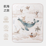 tapis bébé imperméable lavable 50x70cm illustrations canards lapins doux enfantin beige rose bleu