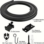 rideau rail flexible noir moderne clips suspension mur plafondversible