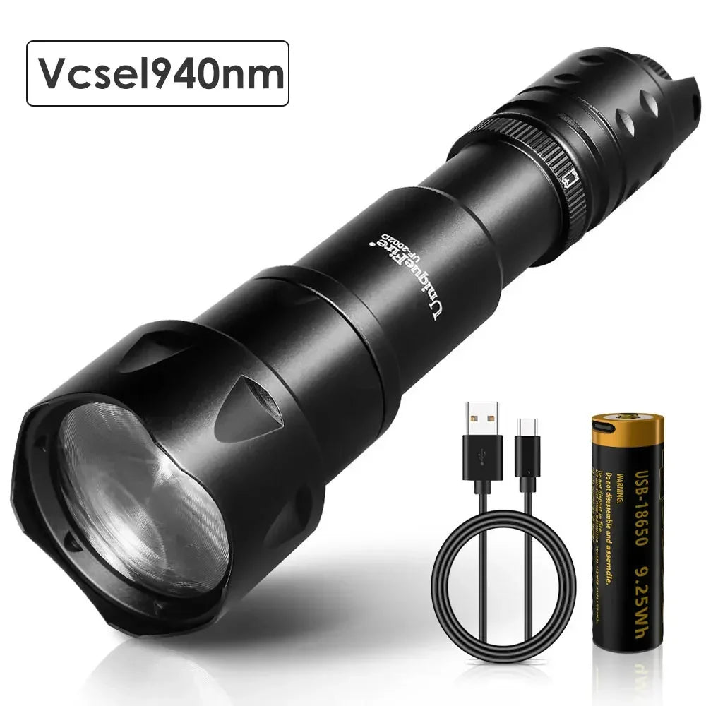 torche noire led rechargeable zoom vision nocturne 5w 940nm 850nm usb