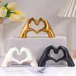 sculpture moderne main cœur or blanc noir décoration étagère lisse minimaliste