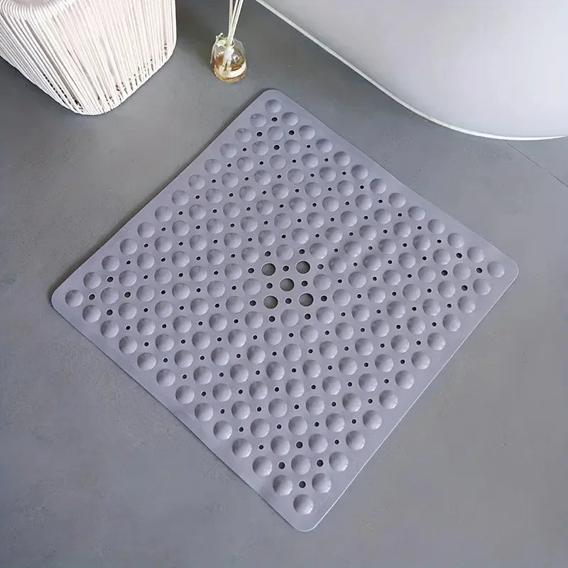 tapis douche moderne bleu clair ventouses antidérapantes motif circulaire semi transparent salle bain