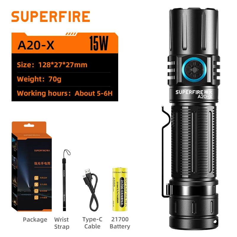 lampe torche led rechargeable usb 3000 lumens tactique camping chasse éclairage urgence