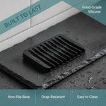 support savon noir rayures moderne égouttement éponge cuisine salle bain
