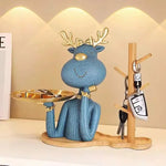 support clés cerf doré plateau rangement moderne orange bleu decoration festive