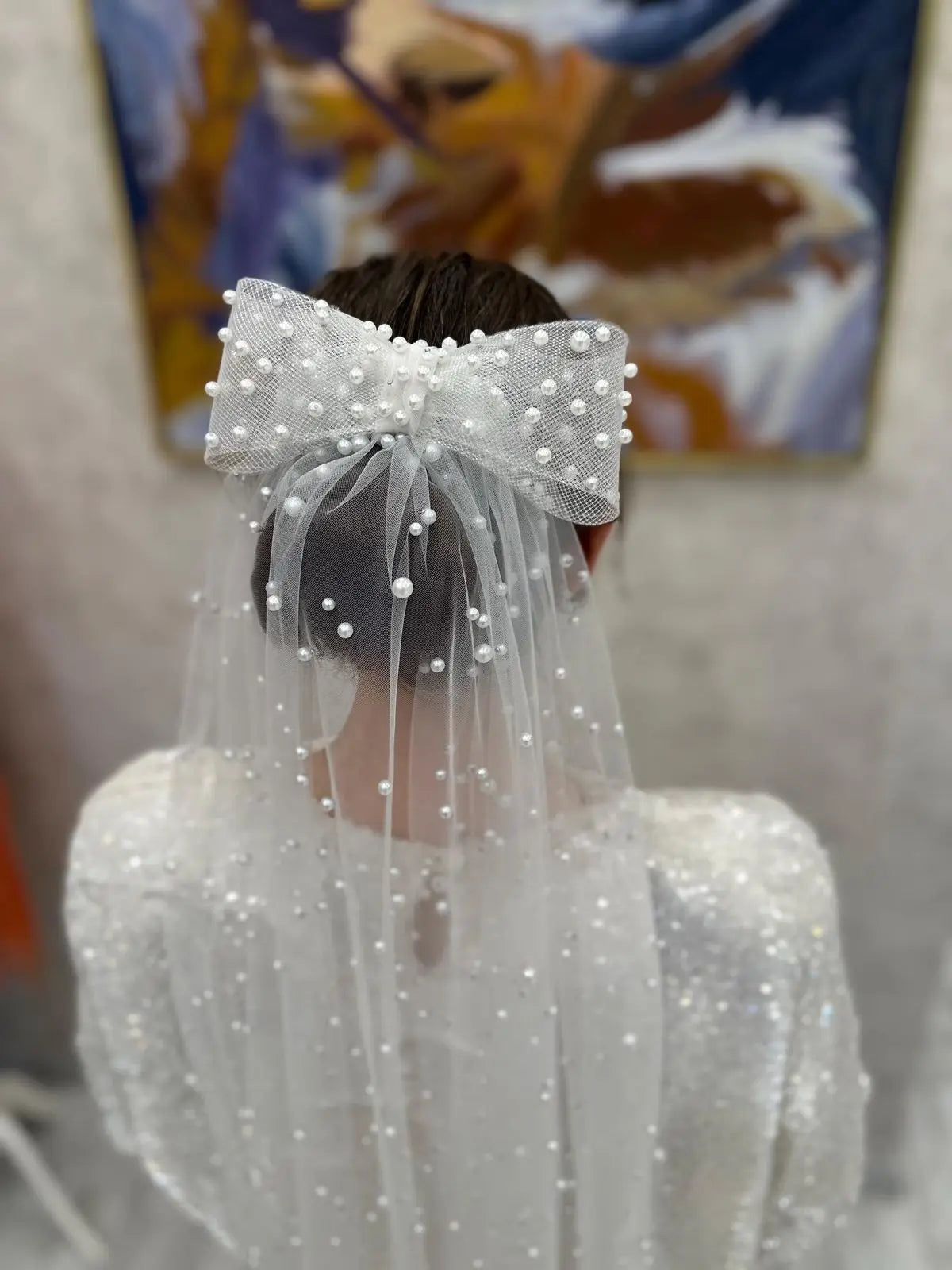 voile mariée court transparent élastique bohème élégant fixation tête