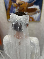 voile mariée court transparent élastique bohème élégant fixation tête