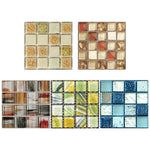 autocollants muraux modernes carreaux bleu blanc doré géométriques adhésifs salle bains cuisine déco