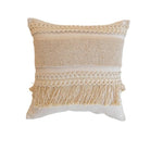 coussin peluche patchwork motif géométrique boho chic franges non toxique 45x45cm