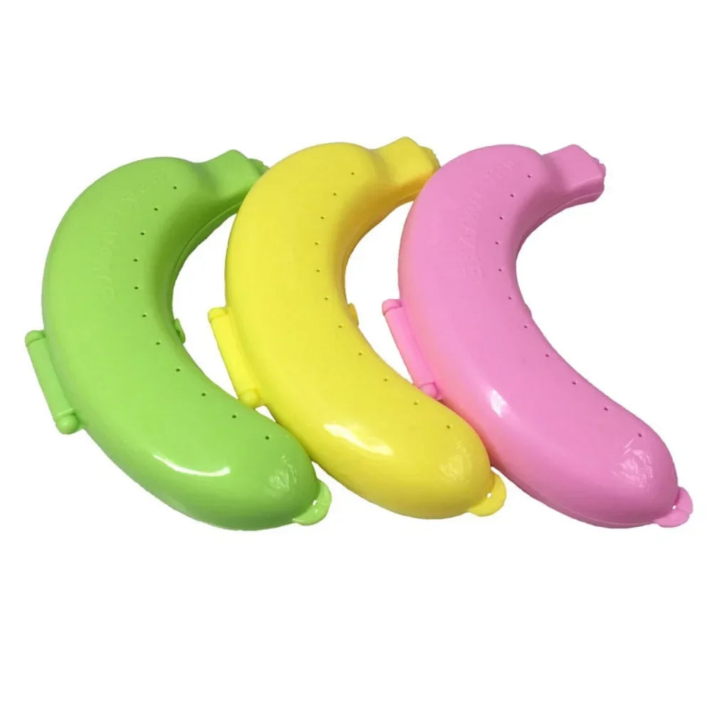 boîte rangement porte banane clips moderne imprimé bananes couleurs vert jaune rose