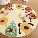 tapis rond moderne animaux dessin animé ours pingouin lion beige noir marron bleu rose