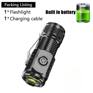 lampe torche noire led rechargeable 9led cob lumiere forte aimantée modernisée robuste