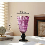 vase transparent gravé rose noir vert violet strié classique moderne table
