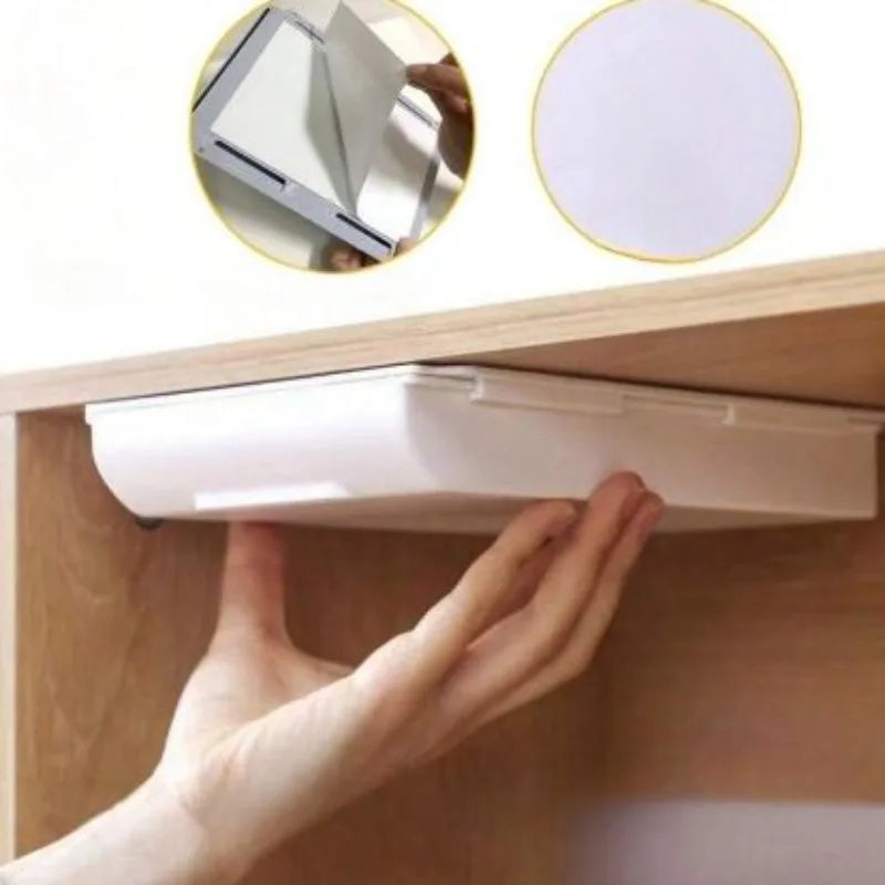 tiroirs rangement adhésifs blancs plastique lisse sous réutilisables minimaliste 22cm 8.66cm 3.5cm