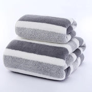 Ensemble de serviettes de bain à rayures douces et absorbantes pour salle de bain