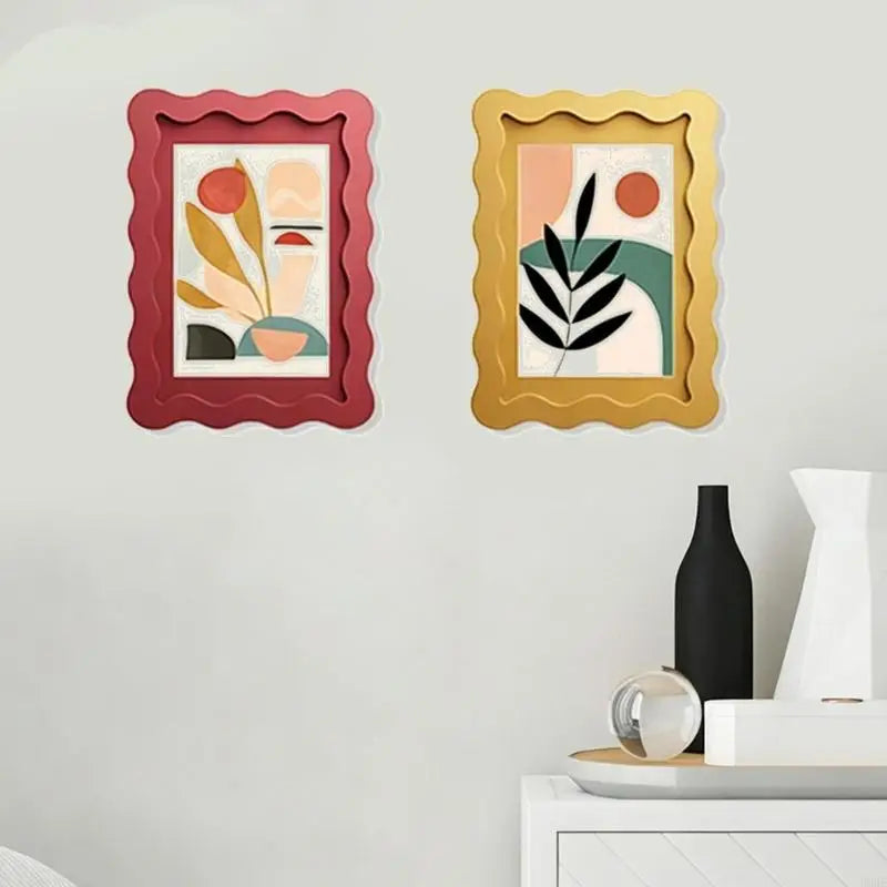 cadres photo ondulés rouge doré modernes 4x6 pouces bord lisse décoration maison