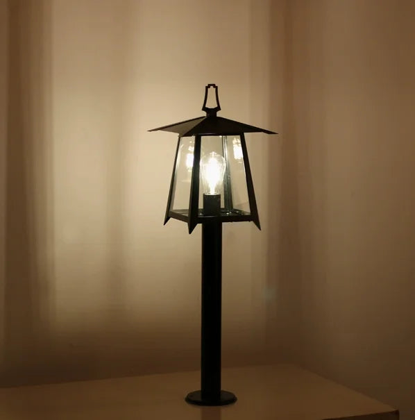lanterne classique transparente noir sans ampoule extérieur décoration ambiancé europeenne