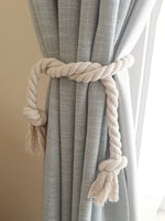 corde décorative rideau tieback blanc tissé rustique 80cm boucles pomponsextérieur