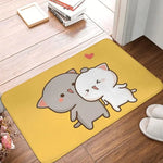 tapis sol moderne motif chat mignon mangeant nouilles rose gris blanc intérieur extérieur