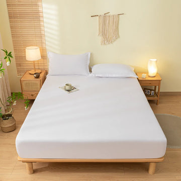 drap housse lit bleu uni élastique matelas simple double king