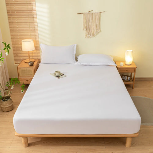 drap housse lit bleu uni élastique matelas simple double king