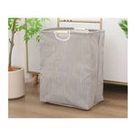 panier linge pliable coton rayures horizontales beige gris moderne poignées plastique
