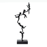 sculpture moderne figurines humaines empilées noir lisse décoration intérieure 51cm hauteur 14+ années