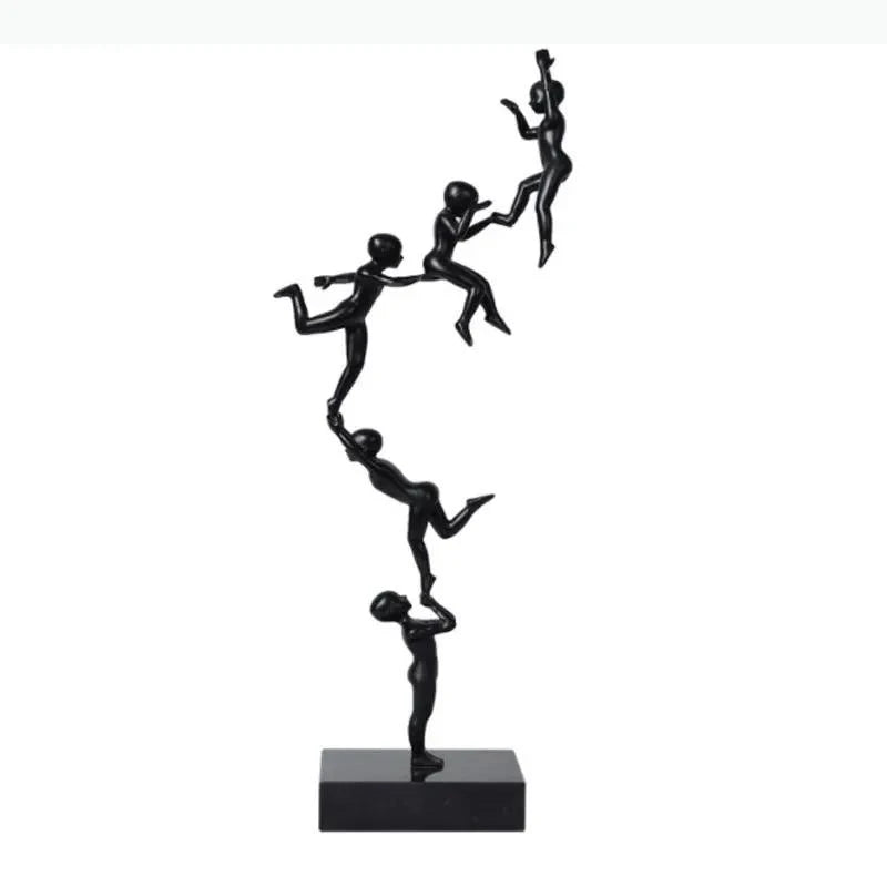 sculpture moderne figurines humaines empilées noir lisse décoration intérieure 51cm hauteur 14+ années