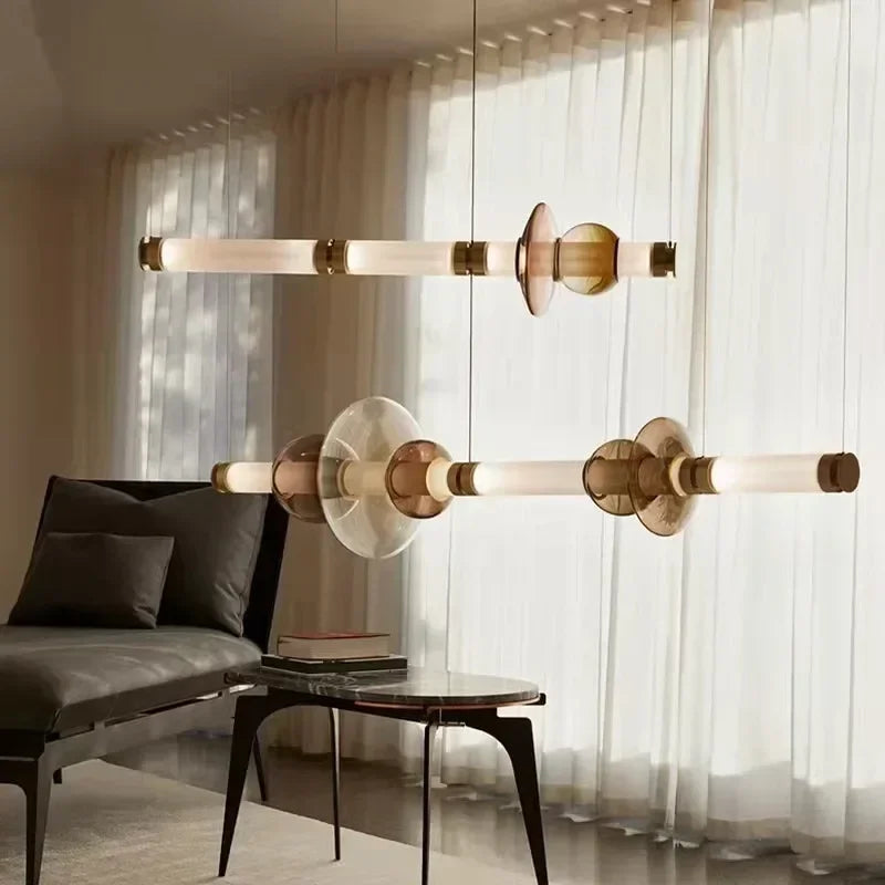 suspension lumineuse moderne élégante blanc doré marron clair translucide