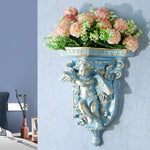 vase mural résine blanc doré anges motifs floraux baroque opaques fixations