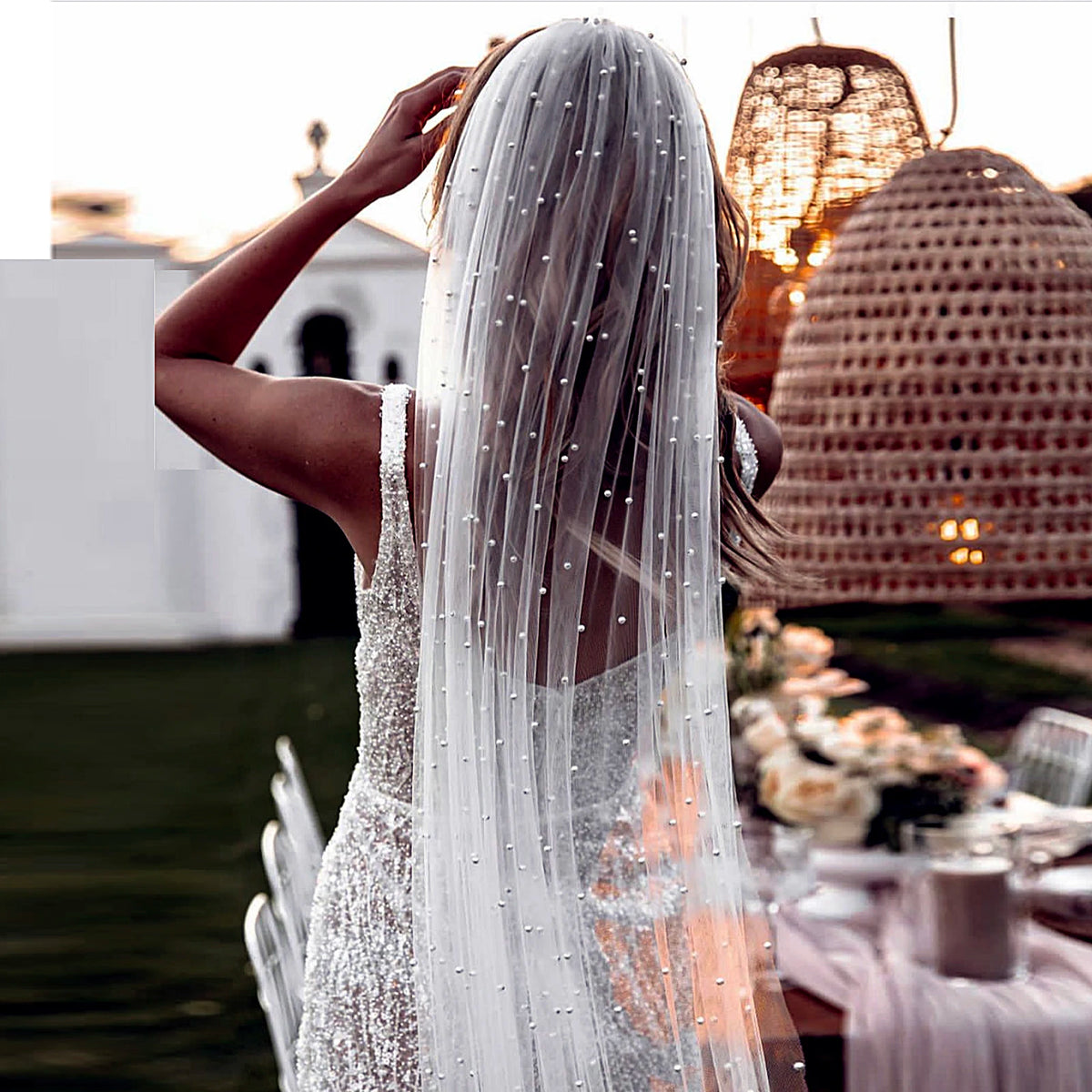 voile mariée blanc classique femme wedding bohemia romantique trendy original photo party bridal