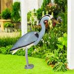 statue heron gris oiseau blanc deco jardin piscine patio exterieur ornement animal réaliste