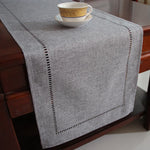 nappe table lin brodé gris foncé beige moderne décoration intérieure rustique 32x180cm 32x280cm assiettes