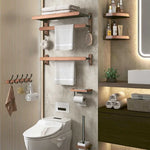 étagères porte serviettes bois moderne vis fixations salle bain minimaliste porte brosse gobelet savon