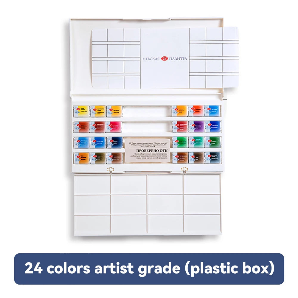 peintures aquarelle 12 16 24 36 couleurs bleu rouge jaune verte palette étudiante