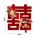 décoration murale mariage motif chinois fleurs rubans adhésif rouge artisanal 38cmx36cm doublejoie caractères