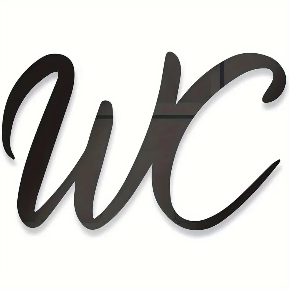 panneau wc adhésif lettres stylisées moderne opacité noir calligraphique set autocollants toilettes