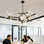 lampe suspendue moderne tube verre noir blanc doré structure géométrique scandinave suspension câble led