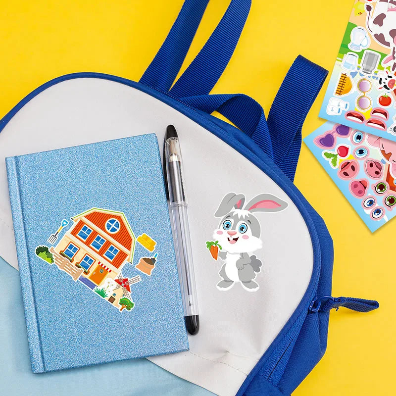 sticker animaux ferme multicolore cartoon adhésif diy activités enfants garçons filles fournitures bricolage artisanal