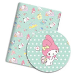 tissu coton imprimé dessins animés kawaii rose vert jaune blanc protège cahier rideau robe
