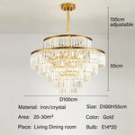 lustre classique doré cristal led 4000k 3000k 6000k transparent salon chambre