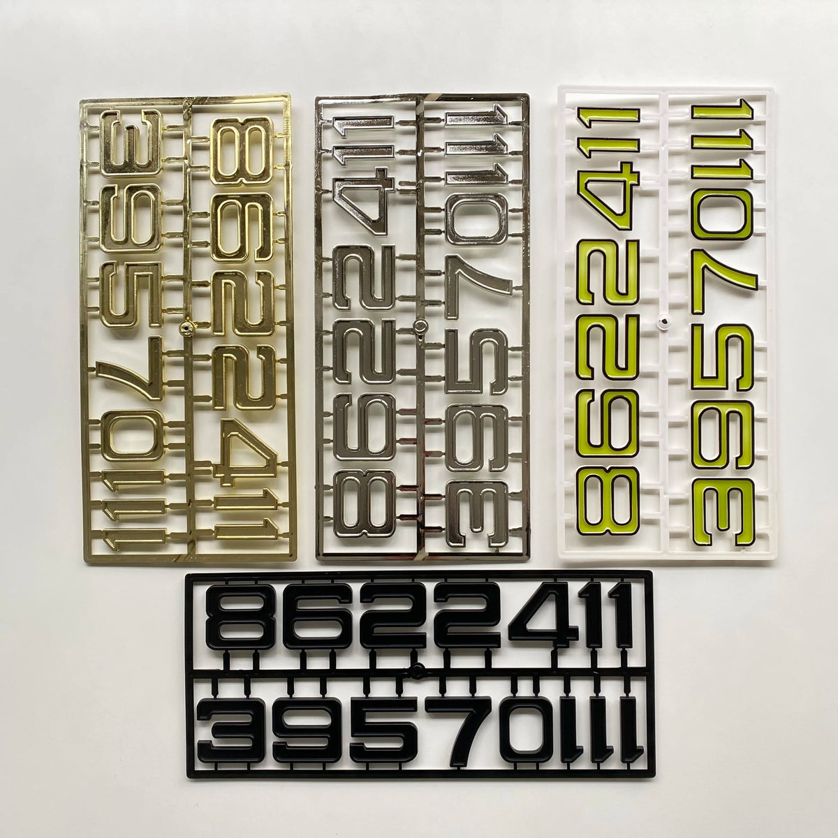 plaque chiffres relief moderne noir doré vert blanc kit diy fixations maison horloge murale