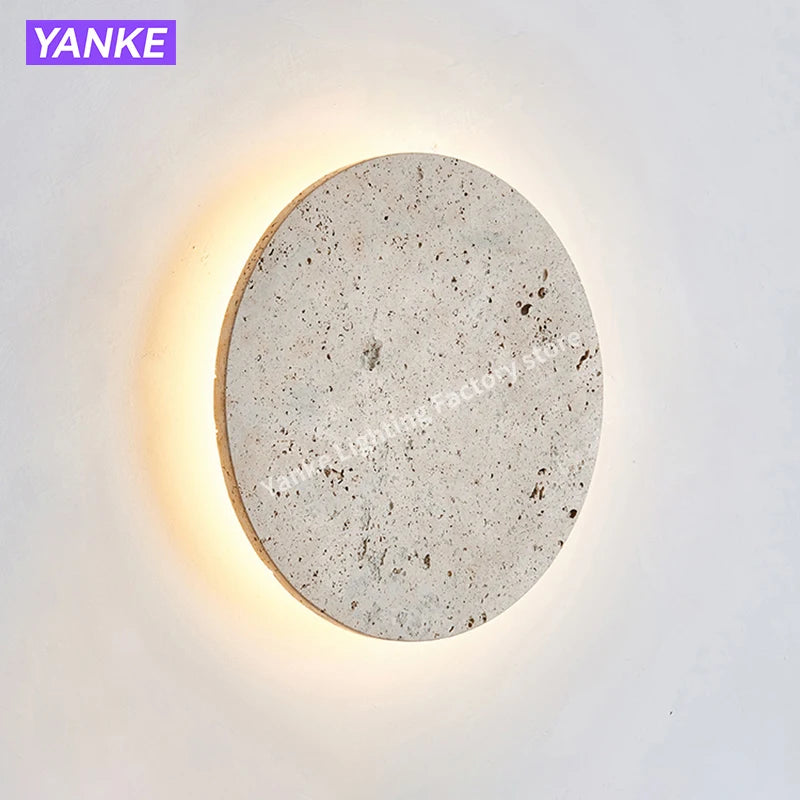 applique murale moderne bois beige texture granulaire led 4000k adhésive chambre salle manger